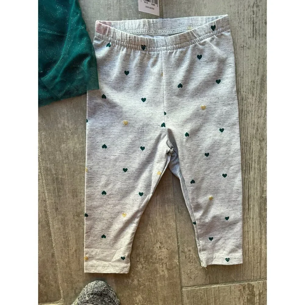 Baby Girl Toddler 2 Piece Outfit Set Babydoll Tutu Top Leggings NEW Shimmer 12m